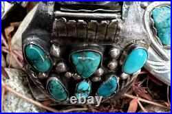 Vintage SOUTHWESTERN TURQUOISE watch cuff bracelet men's READ sterling Navajo