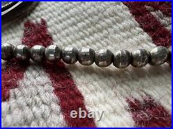 Vintage STERLING SILVER BENCH BEAD NECKLACE Southwestern 22 54g desert pearl