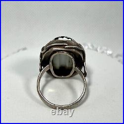 Vintage STERLING Silver. 925 STATEMENT Native American RESIN Ring SZ 13 23.9g