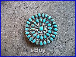 Vintage SUNBURST turquoise Navajo sterling pin brooch indian old pawn pendant