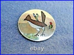 Vintage S C Edaakie Zuni Sterling Silver Multi-Stone Bird Inlay Pendant Pin