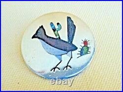Vintage S C Edaakie Zuni Sterling Silver Multi-Stone Bird Inlay Pendant Pin