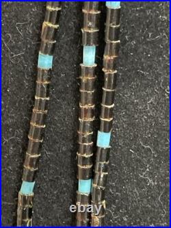 Vintage Santo Domingo Heishi Necklace Shell Turquoise Sterling Cones 3 Strand