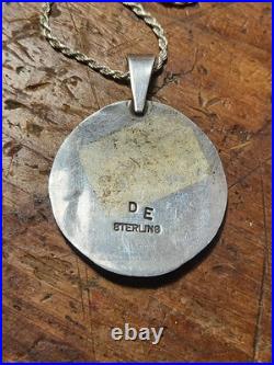 Vintage Signed DE Navajo Native American Sterling Silver Necklace