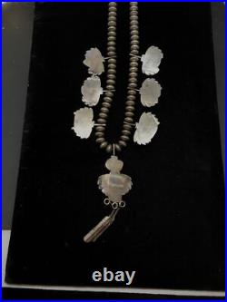 Vintage Signed JLG Native American Sterling Silver Stunning Turquoise Necklace