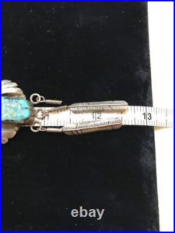 Vintage Signed JLG Native American Sterling Silver Stunning Turquoise Necklace