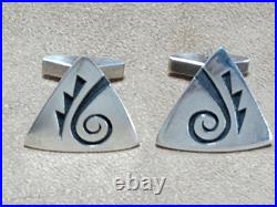 Vintage Signed Mitchell Sockyma Hopi Native American Sterling Silver Cufflinks