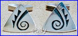 Vintage Signed Mitchell Sockyma Hopi Native American Sterling Silver Cufflinks