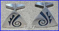 Vintage Signed Mitchell Sockyma Hopi Native American Sterling Silver Cufflinks