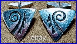 Vintage Signed Mitchell Sockyma Hopi Native American Sterling Silver Cufflinks