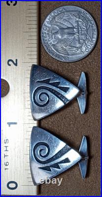 Vintage Signed Mitchell Sockyma Hopi Native American Sterling Silver Cufflinks