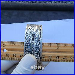 Vintage Signed Native American Sterling Silver Harley Davidson Stamped Bracelet