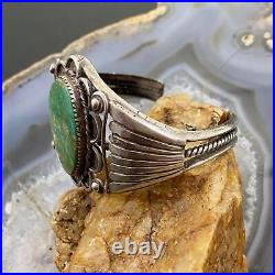 Vintage Signed Native American Sterling Silver Large Turquoise Bracelet