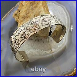 Vintage Signed Native American Sterling Silver SW Motif Stamped Bracelet For Men