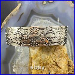 Vintage Signed Native American Sterling Silver SW Motif Stamped Bracelet For Men