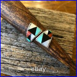 Vintage Signed Zuni Native American Sterling Silver Multi Stone Wrap Ring Size 9