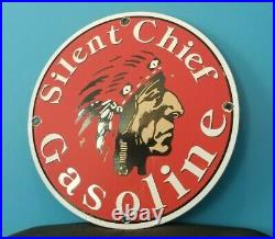 Vintage Silent Chief Porcelain Native American Indian Service Station Pump Sign