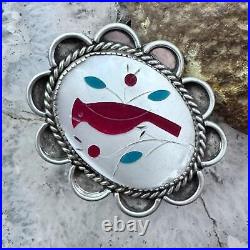 Vintage Silver Native American Zuni Inlay Cardinal Ring Size 6 For Women