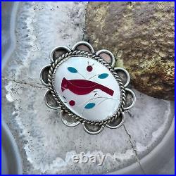 Vintage Silver Native American Zuni Inlay Cardinal Ring Size 6 For Women