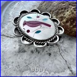 Vintage Silver Native American Zuni Inlay Cardinal Ring Size 6 For Women