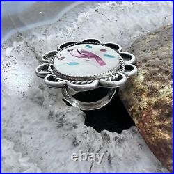 Vintage Silver Native American Zuni Inlay Cardinal Ring Size 6 For Women