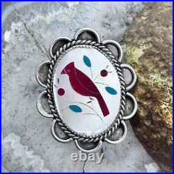 Vintage Silver Native American Zuni Inlay Cardinal Ring Size 6 For Women