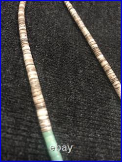 Vintage Silver Navajo Graduated Turquoise Heishi Discs Bison 19 Necklace 31g