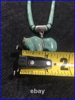 Vintage Silver Navajo Graduated Turquoise Heishi Discs Bison 19 Necklace 31g