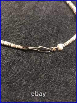 Vintage Silver Navajo Graduated Turquoise Heishi Discs Bison 19 Necklace 31g