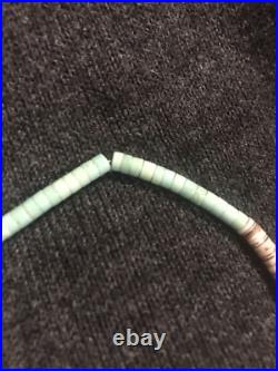 Vintage Silver Navajo Graduated Turquoise Heishi Discs Bison 19 Necklace 31g