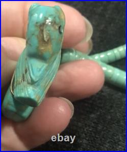 Vintage Silver Navajo Graduated Turquoise Heishi Discs Bison 19 Necklace 31g