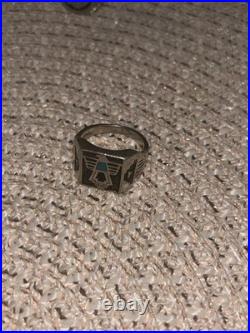 Vintage Silver Thunderbird Ring with Turquoise Inlay Vintage Silver Thunderbird Ring with Turquoise Inlay
