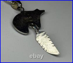 Vintage Sonny Spruce Native American Turquoise Inlay SterlingSilver Bear Pendant