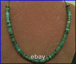 Vintage Southwest N A Turquoise Heishi Choker Necklace 17 1/2 Sterling
