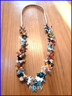 Vintage Southwest Native American Indian Horse Fetish Necklace Estate Sale