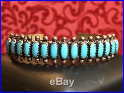 Vintage Southwestern COPPER Turquoise CUFF BRACELET ZUNI needlepoint