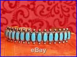 Vintage Southwestern COPPER Turquoise CUFF BRACELET ZUNI needlepoint