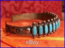 Vintage Southwestern COPPER Turquoise CUFF BRACELET ZUNI needlepoint