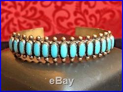 Vintage Southwestern COPPER Turquoise CUFF BRACELET ZUNI needlepoint