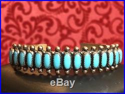 Vintage Southwestern COPPER Turquoise CUFF BRACELET ZUNI needlepoint