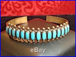 Vintage Southwestern COPPER Turquoise CUFF BRACELET ZUNI needlepoint