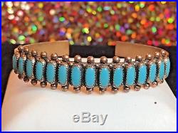 Vintage Southwestern COPPER Turquoise CUFF BRACELET ZUNI needlepoint