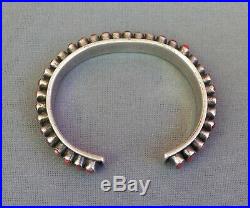 Vintage Southwestern NA Sterling Silver 35 Coral Row Cuff Bangle Bracelet