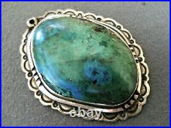 Vintage Southwestern Native American Green Chrysocolla Sterling Silver Pendant