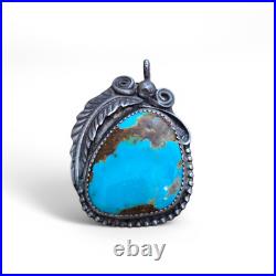 Vintage Southwestern Native American Navajo Sterling Silver Turquoise Pendant