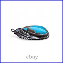 Vintage Southwestern Native American Navajo Sterling Silver Turquoise Pendant