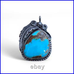Vintage Southwestern Native American Navajo Sterling Silver Turquoise Pendant