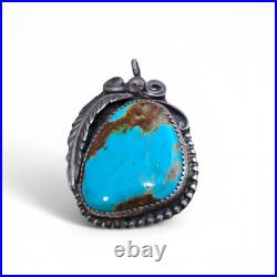 Vintage Southwestern Native American Navajo Sterling Silver Turquoise Pendant