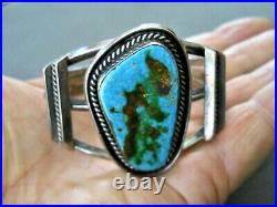 Vintage Southwestern Native American Turquoise Sterling Silver Cuff Bracelet