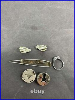 Vintage Southwestern Native American Turquoise & Sterling Silver Jewelry Lot